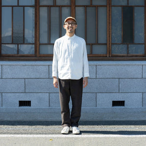 【ボトムス】久留米絣 もんぺ チノタイプ チャコール S M うなぎの寝床