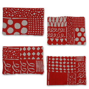 Yotsume dyed cloth | Name tag included Flower cloth Red 