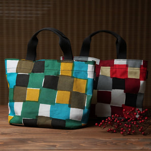 Tote bag (horizontal type) | Ichimatsu | Hand-dyed raw fabric, 100% cotton, bag made in Japan | Kyoto artisan craftsmanship 【Fuwa Market original】 