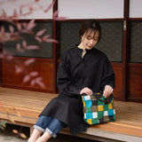 Tote Bag (Horizontal Type) | Aomori Wave Pattern | Hand-Dyed Fabric, 100% Cotton Canvas Bag, Made in Japan | Kyoto Craftsman Workmanship 【Fuwa Market Original 】 Fuwa Market