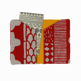 Yotsume teinture tissu, avec nom brodé, carte de visite, tissu fleuri, rouge, red