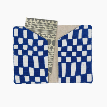 Yotsume Dyed Cloth Sleeve | Name Engraving | Kawari Ichimatsu, Naito Color | Navy