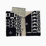 Yotsume dyed cloth with name stamp, cotton cloth, blue indigo, red, Navy