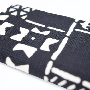 Yotsume dyed cloth with name stamp, cotton cloth, blue indigo, red, Navy