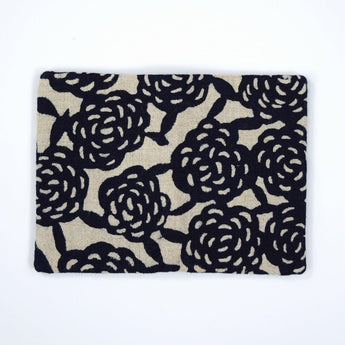 Yotsume dyed cloth, name engraving included, card case, mass-produced flower, blue-green, vermilion, navy