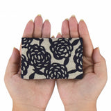 Yotsume dyed cloth, name engraving included, card case, mass-produced flower, blue-green, vermilion, navy