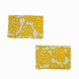 Yotsume dyed cloth sleeve with name engraving, card case, unlimited flowers, mountain breath, yellow, yellow ocher