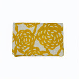 Yotsume dyed cloth sleeve with name engraving, card case, unlimited flowers, mountain breath, yellow, yellow ocher