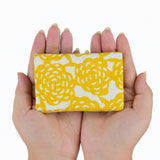 Yotsume dyed cloth sleeve with name engraving, unlimited flowers, mountain breath, yellow, yellow ocher