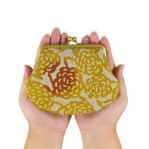 Yotsume Dyed Cloth | Gamaguchi | SASHIKO Mass Flower | Yamafuki | Yellow Iro